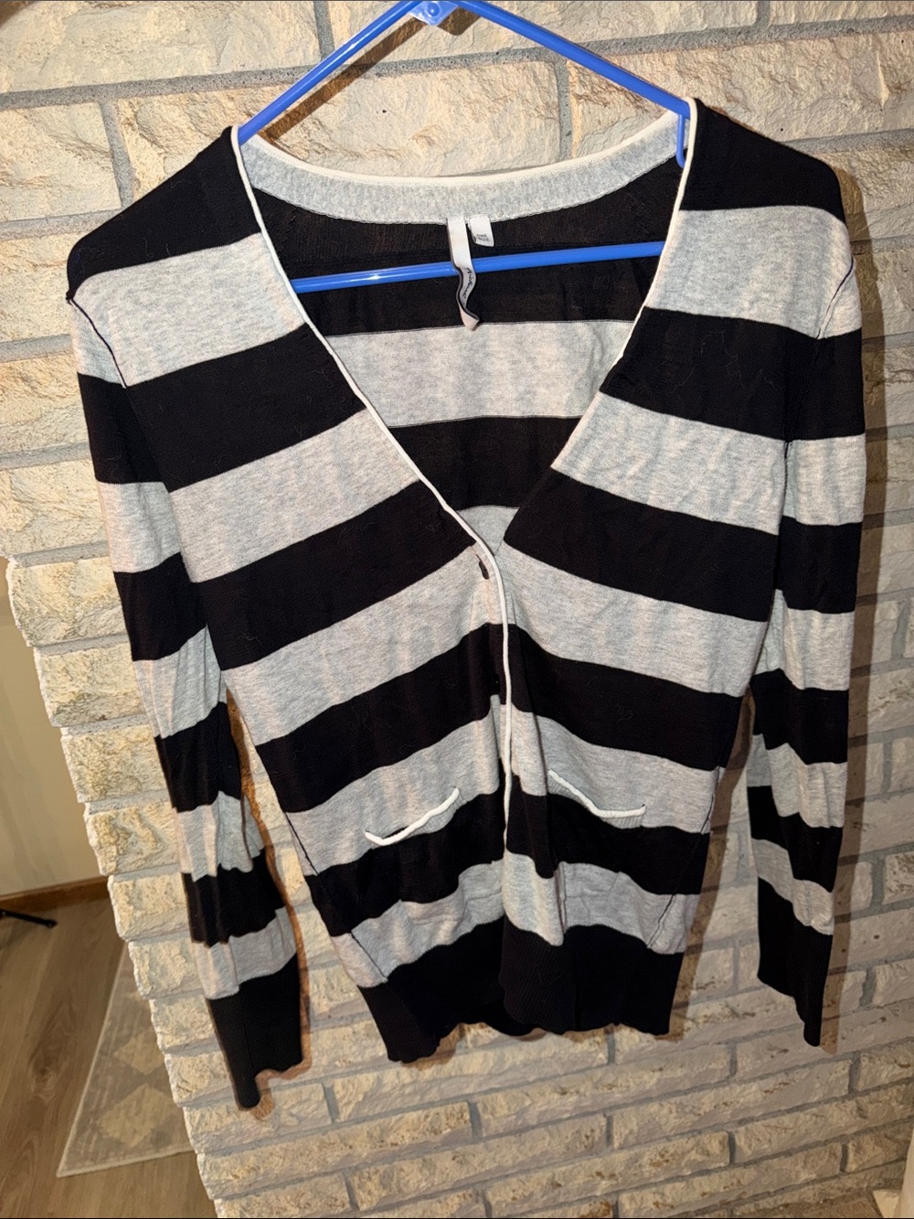 Michael Stars Black & Gray Striped V-Neck Cardigan